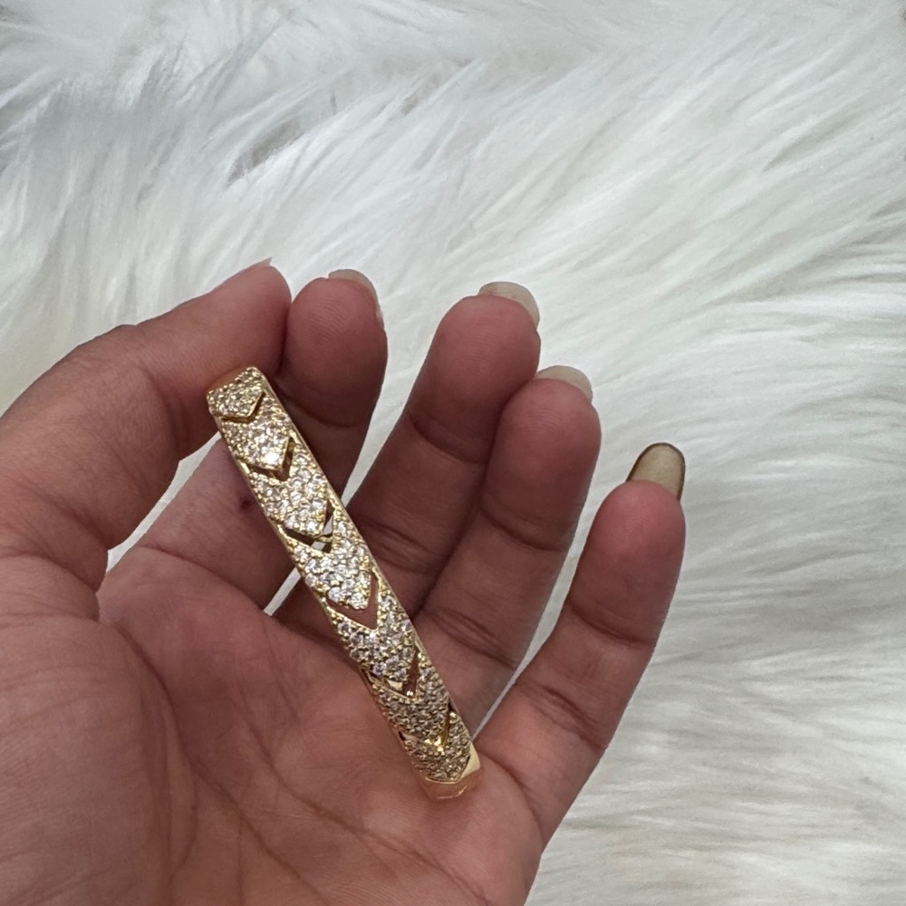 Gold Glitter Chevron Bangle Bracelet